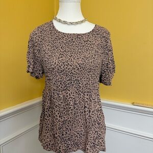 URBAN Romantics Brown Leopard Print Short Sleeve Top